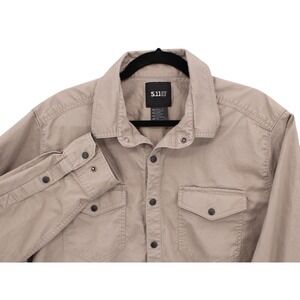 5.11 TACTICAL Gunner Shirt Mens Large Beige Tan Long Sleeve Snap Front